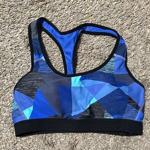 Blue Geometric Sports Bra